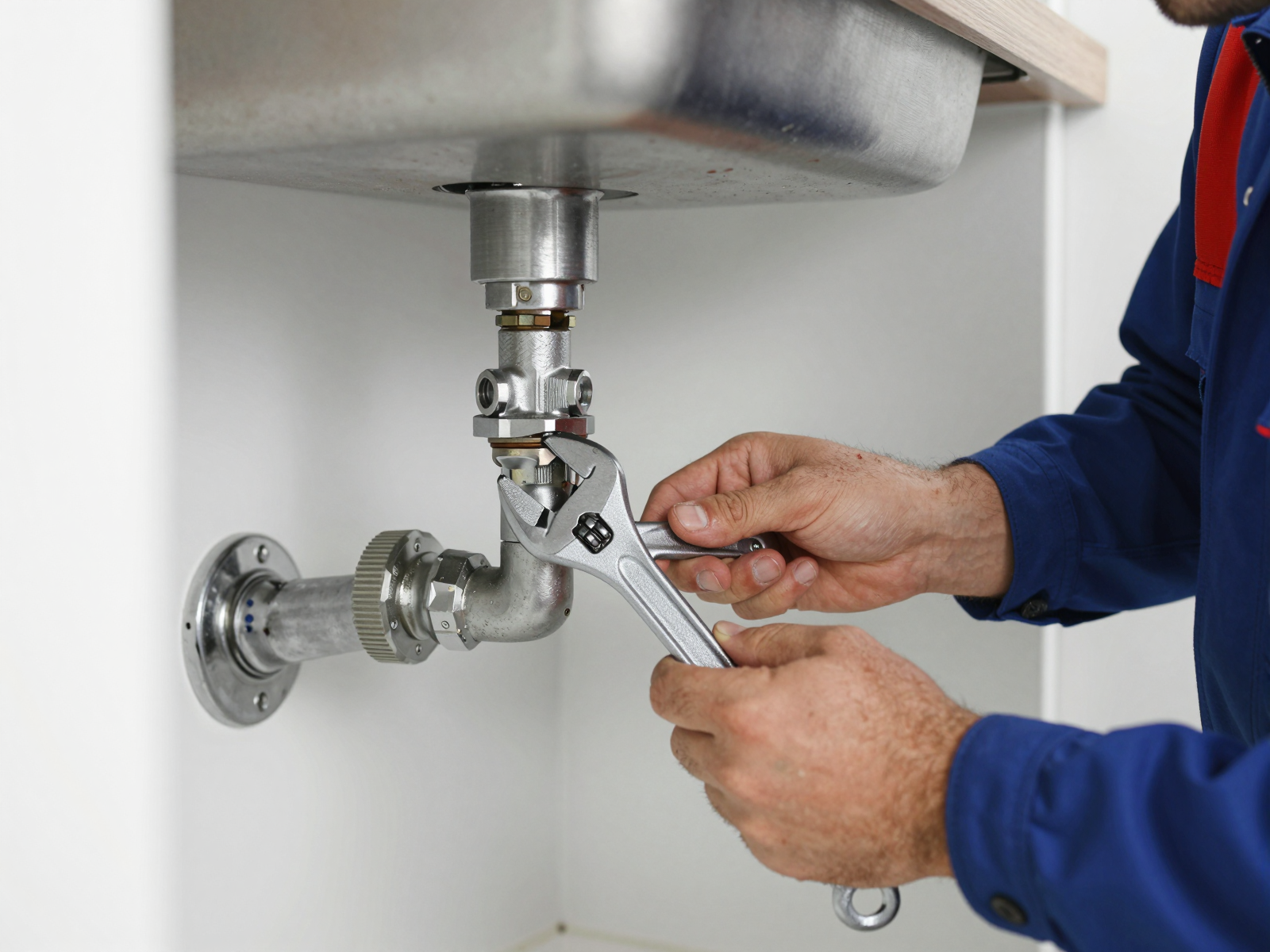 Professional plumbing service in progress